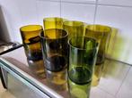Drinkglazen gemaakt van oudgroene flessenbodems, Glas of Glazen, Nieuw, Ophalen of Verzenden, Glas