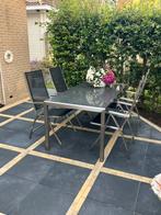 4 seasons outdoor tuinset rvs granieten blad, Tuin en Terras, Tuinsets en Loungesets, Ophalen, 4 zitplaatsen, Zo goed als nieuw