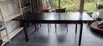 Zwarte strakke tafel, uitschuifbaar, Huis en Inrichting, Tafels | Eettafels, 200 cm of meer, 50 tot 100 cm, Gebruikt, Rechthoekig