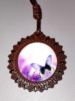 ketting houten amulet vlinder paars, Ophalen of Verzenden, Nieuw, Paars, Overige voorstellingen