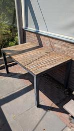 Tuintafel van teak hout 90 x 152 x 75 cm aluminium onderstel, Tuin en Terras, Tuintafels, Ophalen, Gebruikt, Rechthoekig, Aluminium