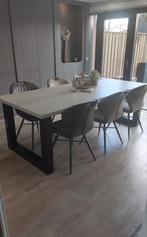 Massief houten eettafel inclusief 6 stoelen, Huis en Inrichting, Tafels | Eettafels, Ophalen, 200 cm of meer, 50 tot 100 cm, Zo goed als nieuw