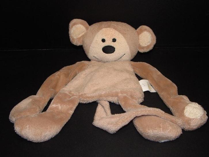 DIFRAX AAP MARIO GROOT KNUFFELDOEKJE VELOURS BEIGE MET, Kinderen en Baby's, Speelgoed | Knuffels en Pluche, Nieuw, Overige typen