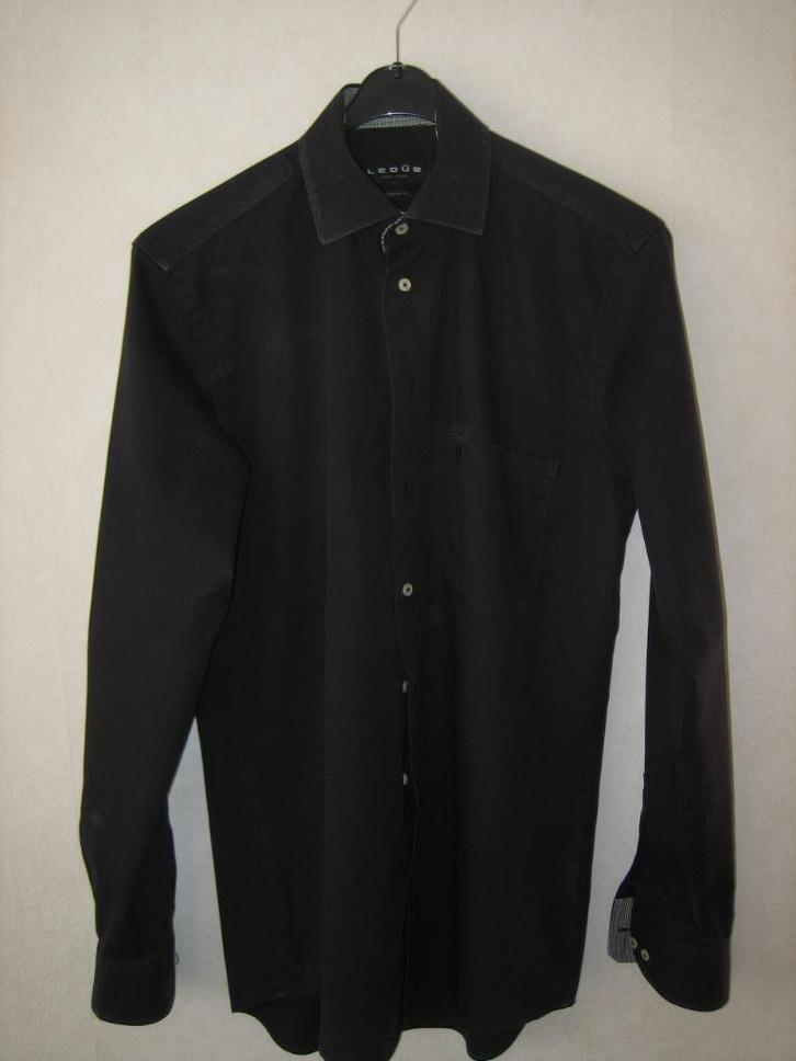 zwart overhemd bloes heren van Ledûb, maat 38, Kleding | Heren, Overhemden, Gedragen, Halswijdte 39/40 (M), Zwart, Ophalen of Verzenden