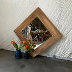 Spiegel (facet) - teakhouten lijst - 60 x 60 cm - TTM Wonen, Www.ttmwonen.nl, Vierkant, Nieuw, Ophalen of Verzenden