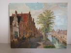 Schilderij van een pittoresk stadsgezicht, Antiek en Kunst, Kunst | Schilderijen | Klassiek, Ophalen of Verzenden