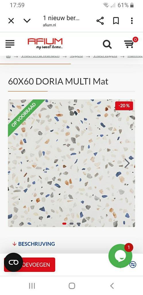 Tegel Doria Multi mat 60x60cm, Doe-het-zelf en Verbouw, Tegels, Nieuw, Wandtegels, Keramiek, 60 cm of meer, 60 cm of meer, Minder dan 5 m²