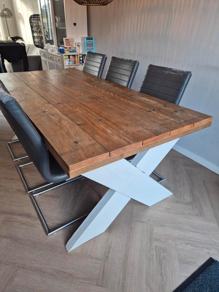 Robuuste eettafel, Huis en Inrichting, Tafels | Eettafels, Gebruikt, 50 tot 100 cm, 200 cm of meer, Vijf personen of meer, Rechthoekig