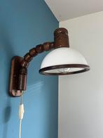 Vintage Steinhauer wandlamp NL design houten arm & witte kap, Huis en Inrichting, Lampen | Wandlampen, Ophalen of Verzenden, Zo goed als nieuw