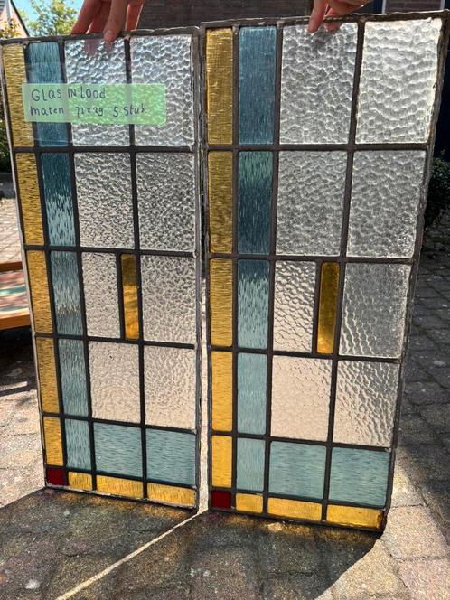 9 glas in lood ramen, Doe-het-zelf en Verbouw, Glas en Ramen, Gebruikt, Glas in lood, Ophalen