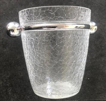 Vintage mid- century ijsemmer van gecraqueleerd glas beschikbaar voor biedingen