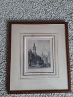 Antieke gravure Alkmaar, st Laurenskerk en stadhuis., Antiek en Kunst, Ophalen of Verzenden