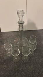 Glazen karaf met 5 glaasjes als sier, Antiek en Kunst, Antiek | Glas en Kristal, Ophalen of Verzenden