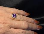 Gouden Vintage bi-color ring amethist en diamant. 2025/712., 18 tot 19, ., Paars, Nieuw