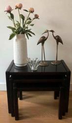 Set van 3 Wengé houten bijzettafels mimiset | jaren 70, Japandi, Minder dan 55 cm, Ophalen of Verzenden, Zo goed als nieuw