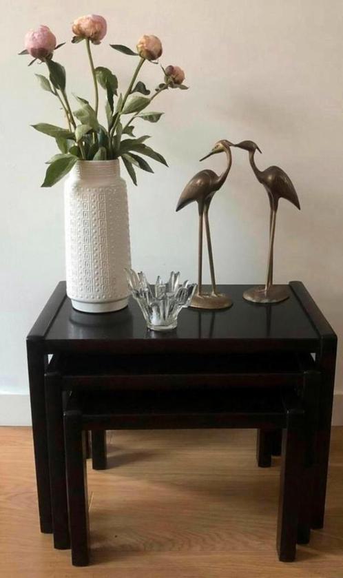 Set van 3 Wengé houten bijzettafels mimiset | jaren 70, Huis en Inrichting, Tafels | Bijzettafels, Zo goed als nieuw, Rechthoekig