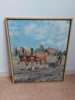lijst met illustratie paarden/ploeg-dhr Wijga(versturen niet, Ophalen, 1940 tot 1960, Gebruikt, Dier