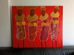 Afrikaans Schilderij met Vrouwen, Antiek en Kunst, Ophalen of Verzenden