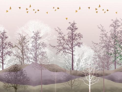 Bos vlies behang Magic Forest XL, 375x270cm Roze bomen, Kinderen en Baby's, Kinderkamer | Inrichting en Decoratie, Nieuw, Wanddecoratie