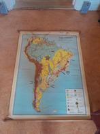 Zuid Amerika landkaart schoolplaat school vintage, Boeken, Ophalen of Verzenden