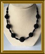 Mooie zwarte git rouwketting met zilver, Sieraden, Tassen en Uiterlijk, Antieke sieraden, Ophalen of Verzenden, Zilver, Ketting