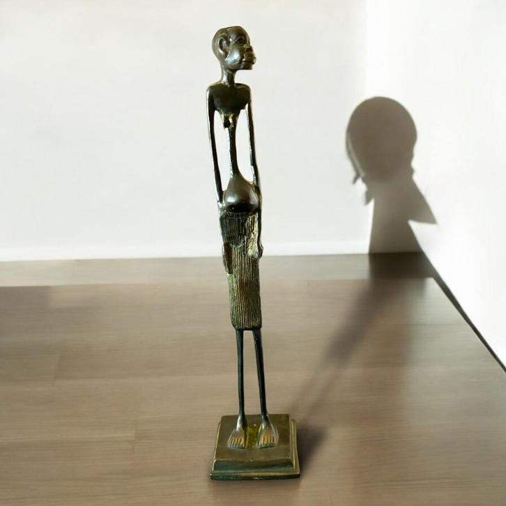Afrikaanse Tribale Benin Abstracte Man Bronzen Sculptuur., Antiek en Kunst, Antiek | Koper en Brons, Brons, Ophalen of Verzenden
