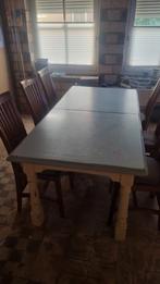 Eettafel met teak houten stoelen, Ophalen, Gebruikt, 4 tot 6 stoelen