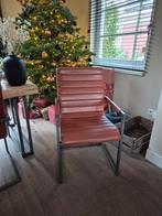6 Echt Leren Eetkamerstoelen, Huis en Inrichting, Stoelen, Bruin, Ophalen of Verzenden, Zo goed als nieuw, Metaal