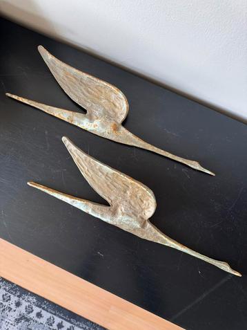 Vintage brass messing vogels wanddecoratie midcentury design beschikbaar voor biedingen