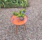 Bijzettafeltje - Tuintafeltje - Staal - Rood - ø40cm, 45 tot 60 cm, Minder dan 55 cm, Gebruikt, Metaal of Aluminium