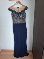 Abiye/feestjurk/galajurk donkerblauw maat 34/36, Kleding | Dames, Jurken, Ophalen, Blauw, Zo goed als nieuw, Maat 36 (S)