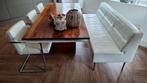 eettafel met 3 stoelen, bank en salontafel, Huis en Inrichting, Tafels | Eettafels, Ophalen, Gebruikt, 50 tot 100 cm, Vijf personen of meer