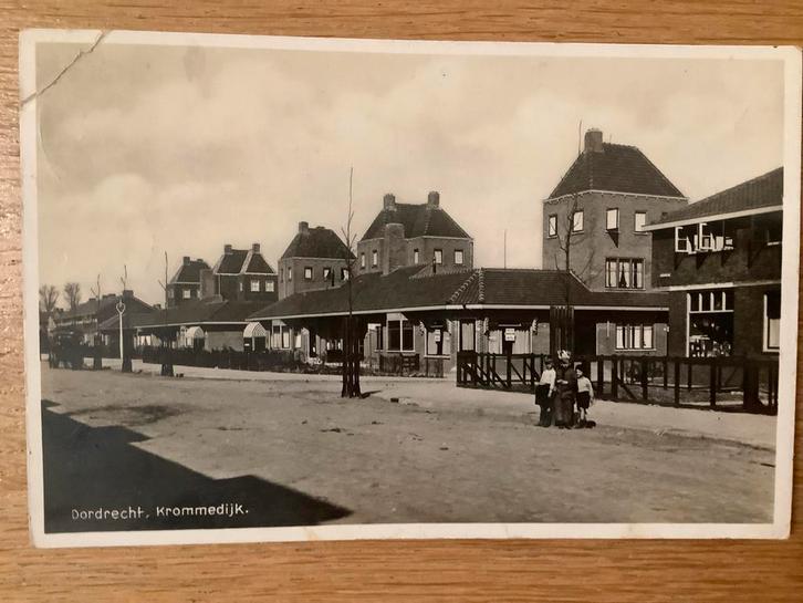 Oude ansichtkaart Dordrecht, Krommedijk 1939, Verzamelen, Ansichtkaarten | Nederland, Gelopen, Zuid-Holland, 1920 tot 1940, Ophalen of Verzenden