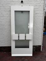 Hardhouten Voordeur met Glas, Doe-het-zelf en Verbouw, Deuren en Horren, Ophalen, Gebruikt, 80 tot 100 cm, Buitendeur