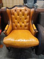 (0193W) Chesterfield barok leunstoel cognacbruin, Gebruikt, ., 75 tot 100 cm, Ophalen of Verzenden