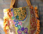 Tote bag patchwork Ibiza strandtas Boho hippy chic Geel goud, Nieuw, Shopper, Ophalen of Verzenden, Geel