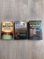 Inferno(Dan Brown/Dodelijke Spiraal/De Noodzaak(Stephen King, Ophalen of Verzenden, Gelezen