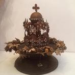 KERST TIP Antieke decoratie met kroon sokkel & zijde bloemen, Verzenden