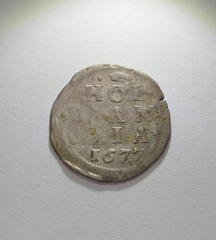 dubbele stuiver Holland 1677, Postzegels en Munten, Munten | Nederland, Losse munt, Overige waardes, Vóór koninkrijk, Zilver, Verzenden