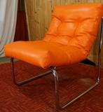 Rode Chromen metalen Gillis Lundgren Pixi Fauteuil Chair, Ophalen, Gebruikt, 75 tot 100 cm, Design Retro Vintage Brocant sixties klassiek