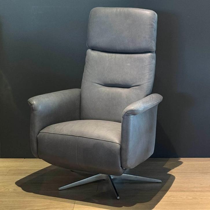 Inhouse Relaxfauteuil Dock 5 S Antraciet Leer, Huis en Inrichting, Fauteuils, Nieuw, Leer, 50 tot 75 cm, 75 tot 100 cm, Ophalen