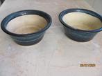NIEUWSTAAT 2x donkerblauw RONDE schaal BONSAI keramiek JAPAN, Minder dan 30 cm, Minder dan 60 cm, Rond, Ophalen of Verzenden