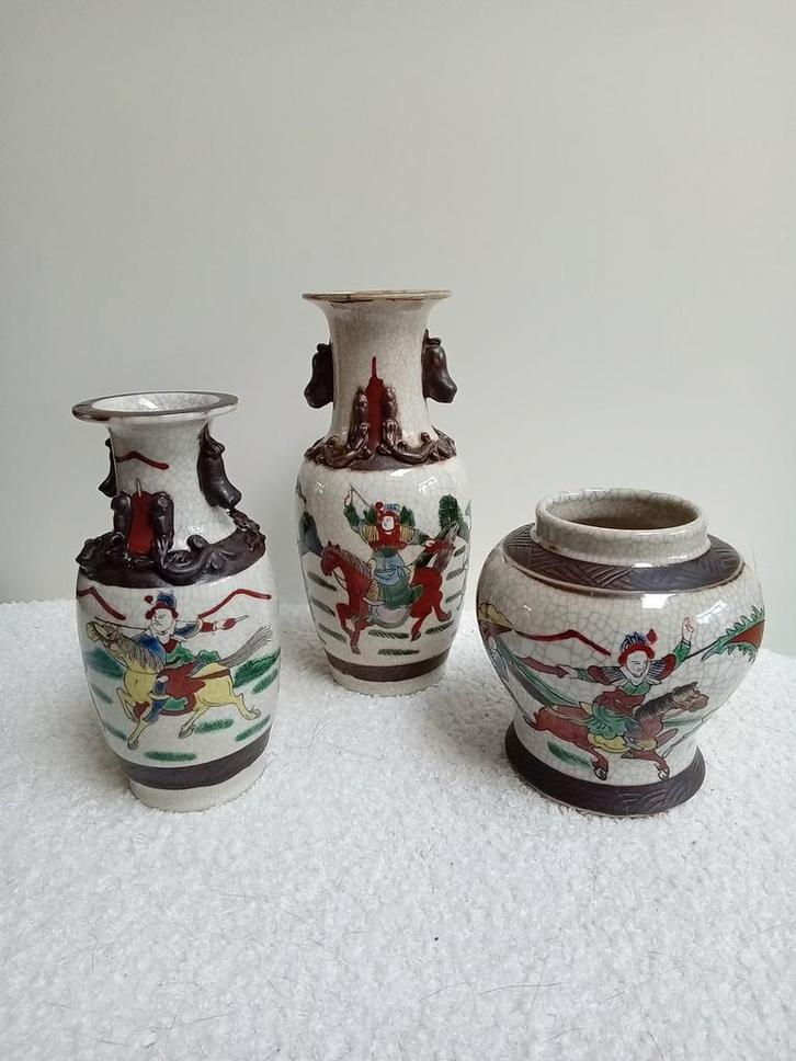 Nanking Porselein: 2 Vaasjes & Gemberpot, Antiek en Kunst, Antiek | Vazen, Ophalen