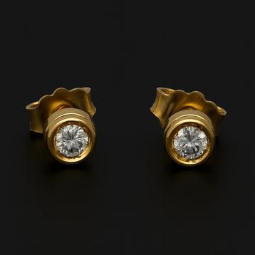 18k gouden oorbellen met natuurlijke diamanten 0.2ct beschikbaar voor biedingen