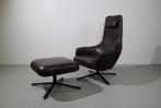 Vitra Repos fauteuil met ottoman, Chocolate bruin, Ophalen, Zo goed als nieuw, 50 tot 75 cm, Leer