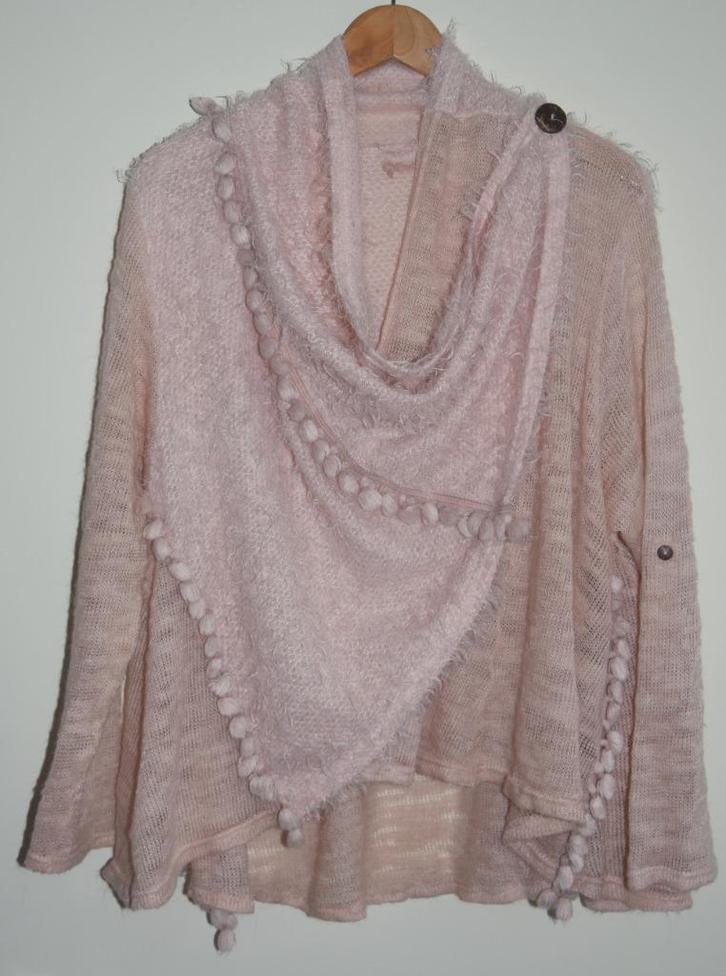 Bijzonder Zuiver Scheerwollen Vest zalmroze met kwastjes, Kleding | Dames, Truien en Vesten, Gedragen, Maat 42/44 (L), Roze, Ophalen of Verzenden