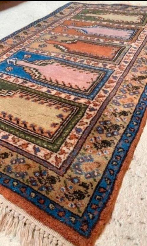 Vintage retro oosters tapijt vloerkleed 125/70, Huis en Inrichting, Stoffering | Tapijten en Kleden, Gebruikt, Rechthoekig, Blauw