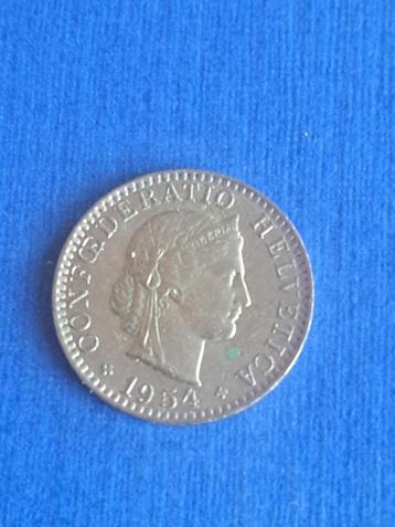 1954 Zwitserland 20 rappen, schaars beschikbaar voor biedingen