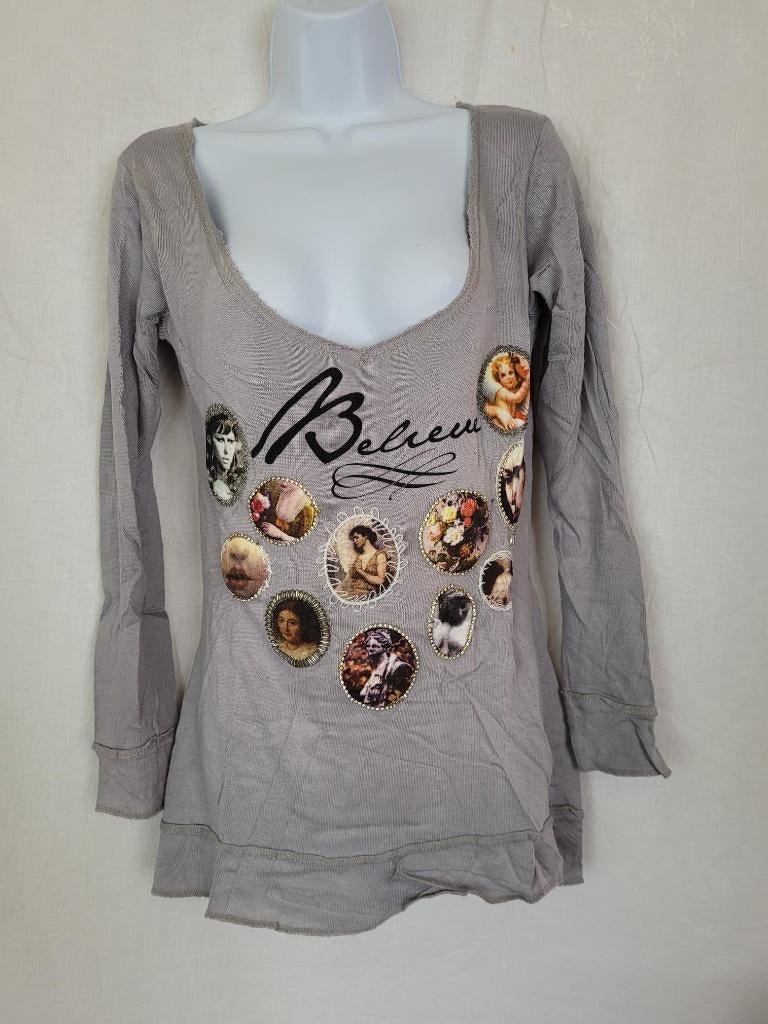 Grappig NIEUW shirt, strass, mt M merk B By Bridget, Maat 38/40 (M), ., Nieuw, Ophalen of Verzenden