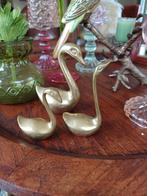 Franse brocante set vogels 5 x zwaan eend messing koper, Antiek en Kunst, Ophalen of Verzenden
